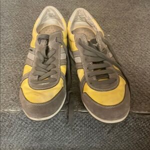 Geox Yellow and Gray Retro Sneakers